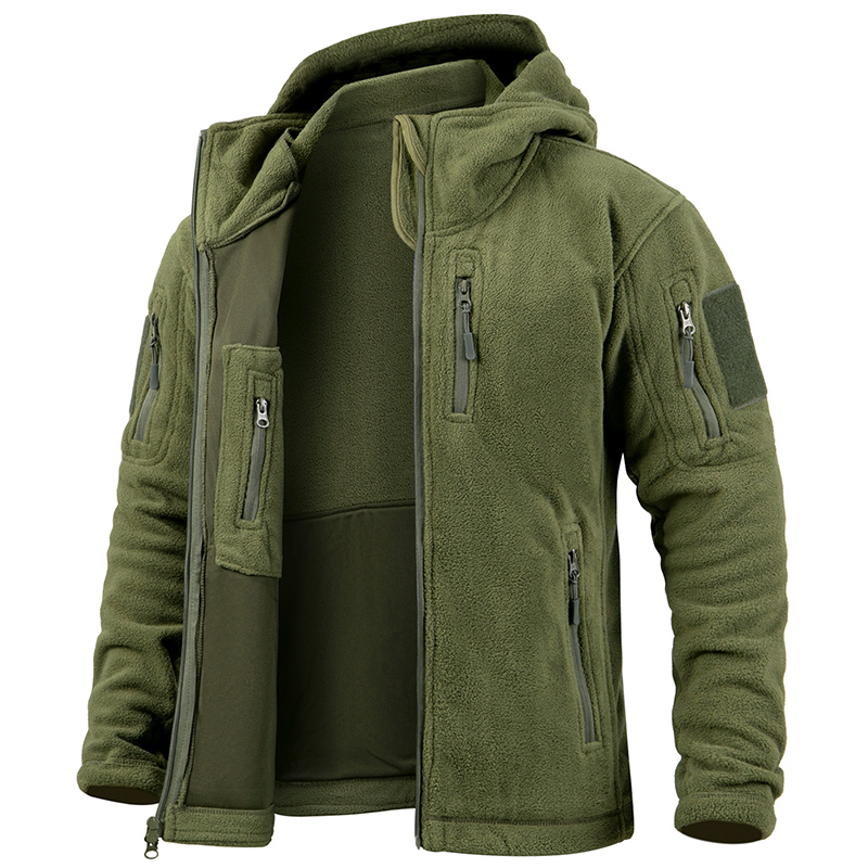 Outdoor Hunting Hoodie - Męska kurtka taktyczna z polaru, zimowa,